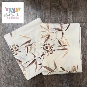 2 Vintage pillowcases, Brown and Tan bamboo and Floral Print,‎ Utica